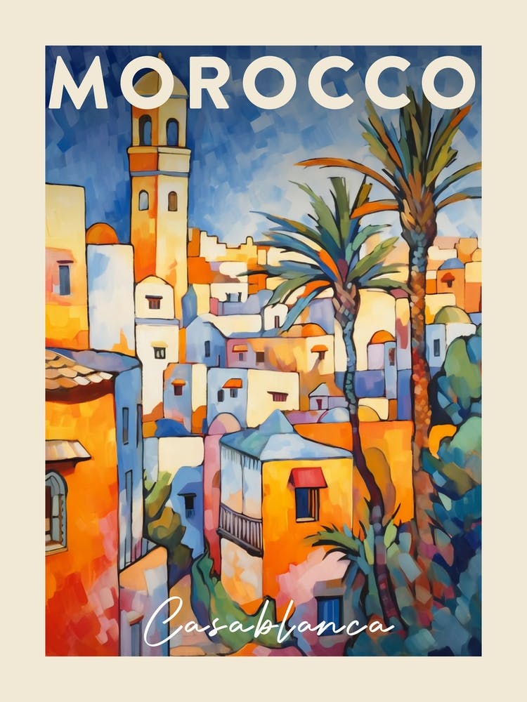 Casablanca Morocco 3 Fauvist Painting  Travel Poster