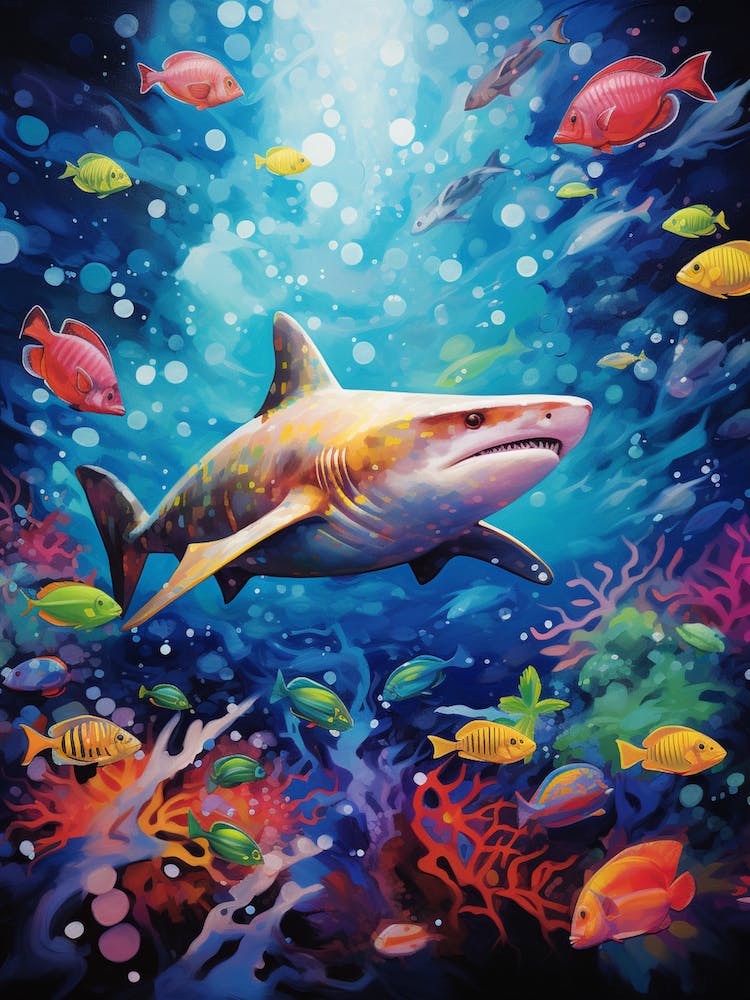  A Whitetip Reef Shark Vibrant Paint Splash 1