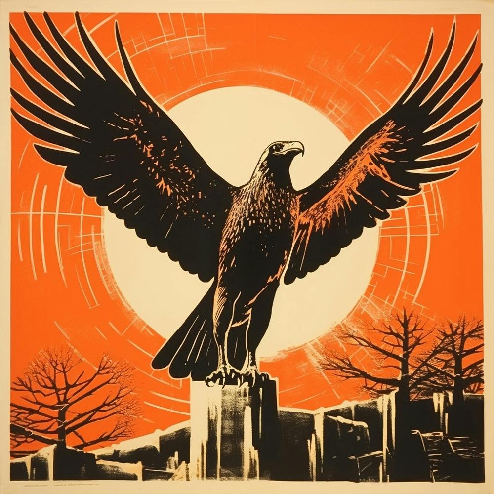 Retro Bird Lithograph Osprey 2