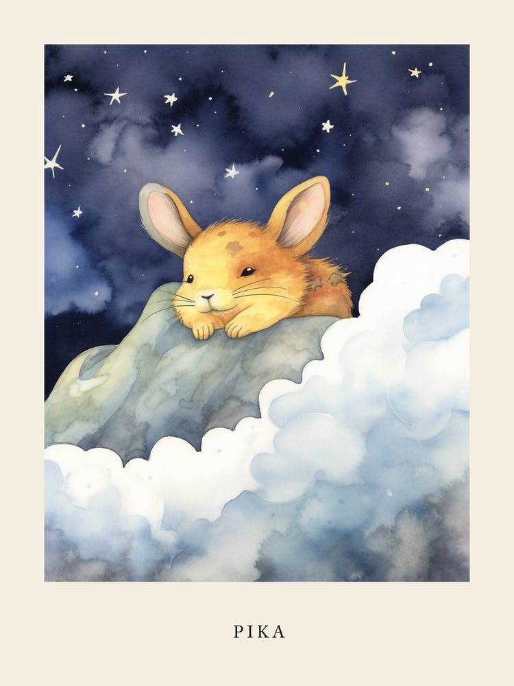Baby Pika 2 Sleeping In The Clouds Nursery Poster