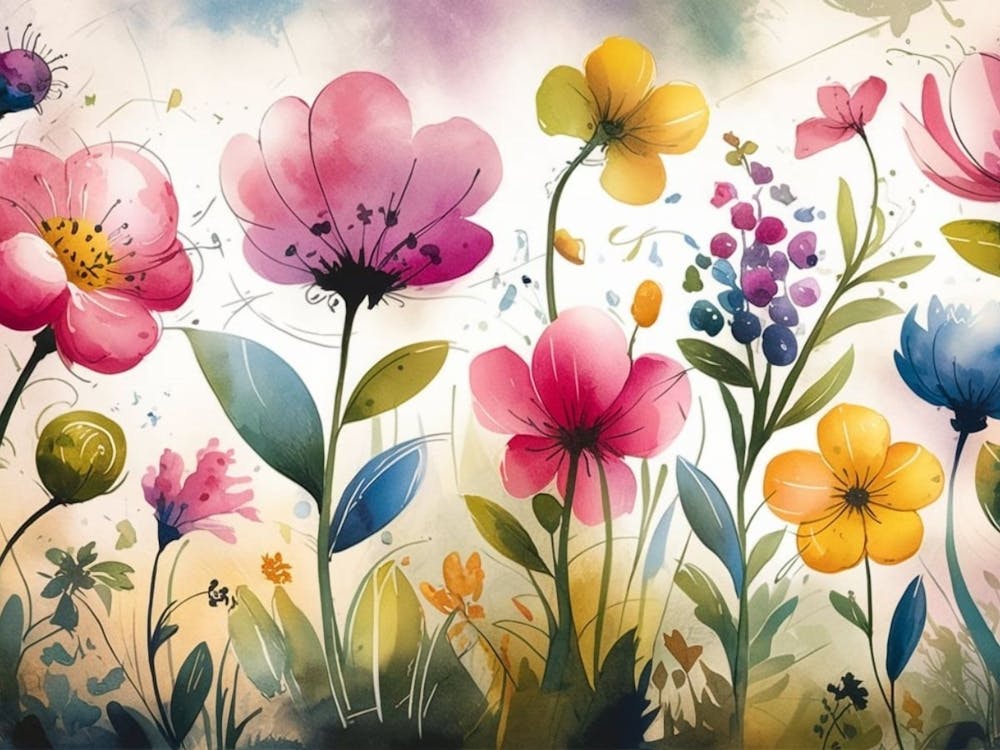 Vibrant Springtime Floral Pattern - Artistic Design Laminate