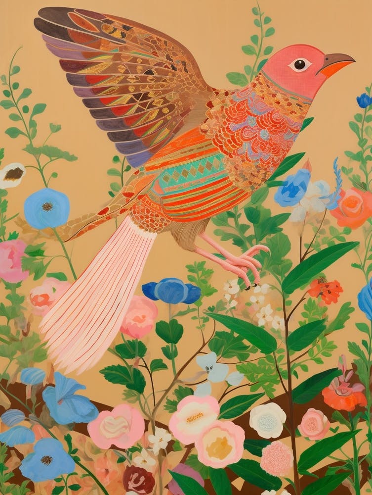 Maximalist Bird Painting Finch