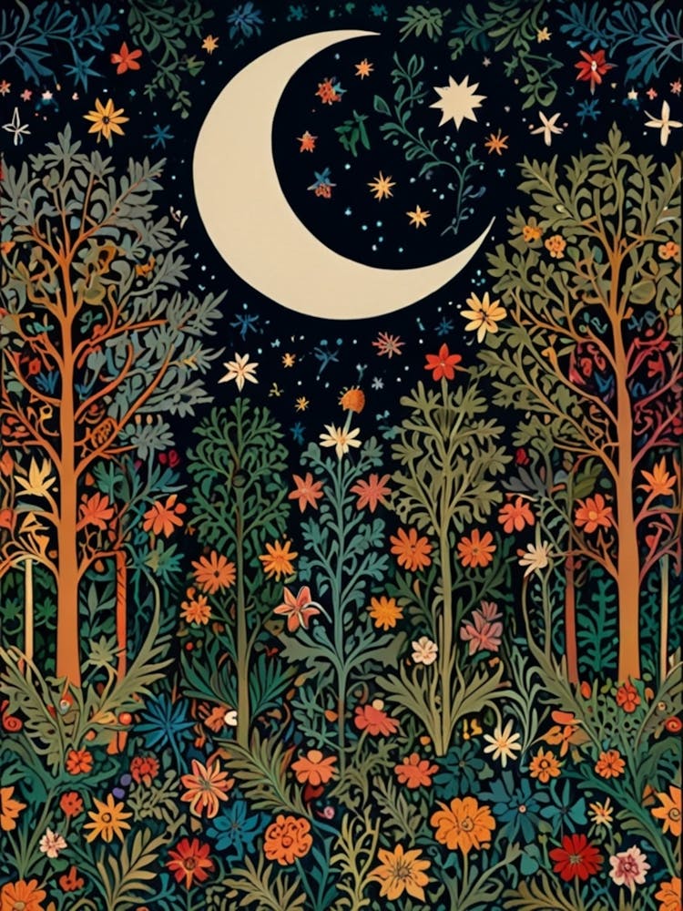 William Morris Moon And Flowers 14