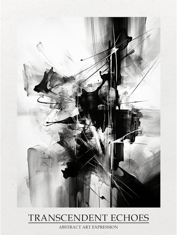 Transcendent Echoes Abstract Black And White 4 Poster