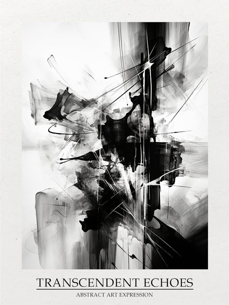 Transcendent Echoes Abstract Black And White 4 Poster