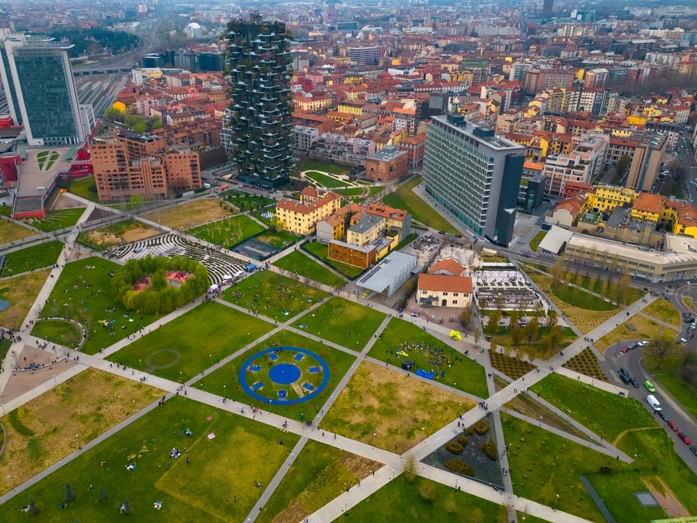 Bosco Verticale Print Aerial View. Aerial Photography.