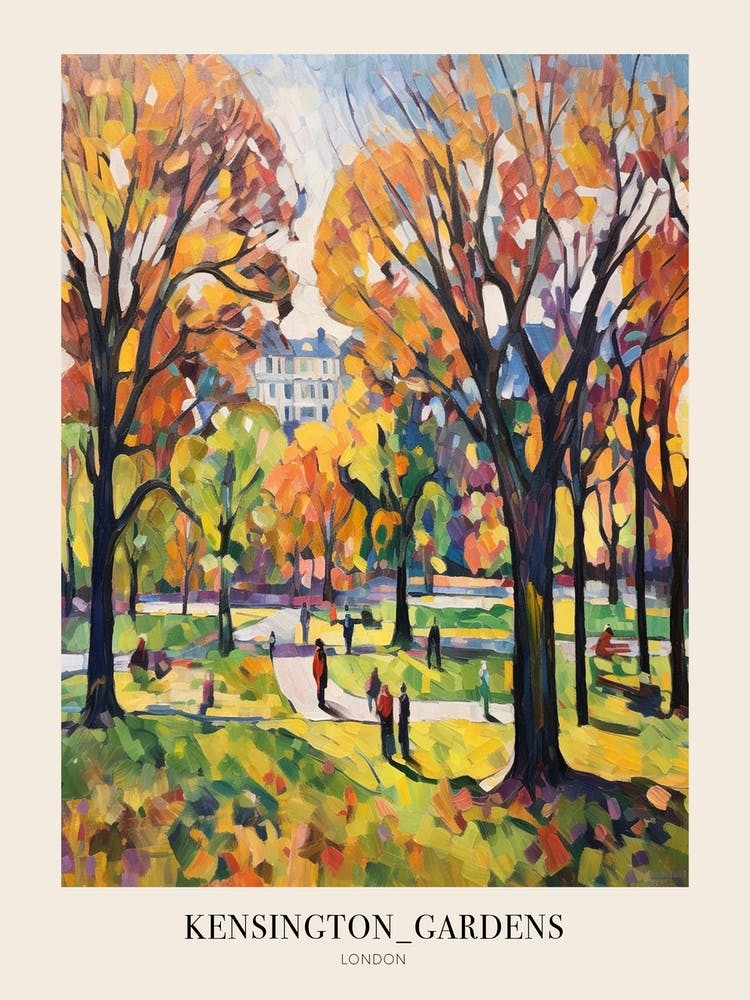 Autumn City Park Painting Kensington Gardens London 1 Poster