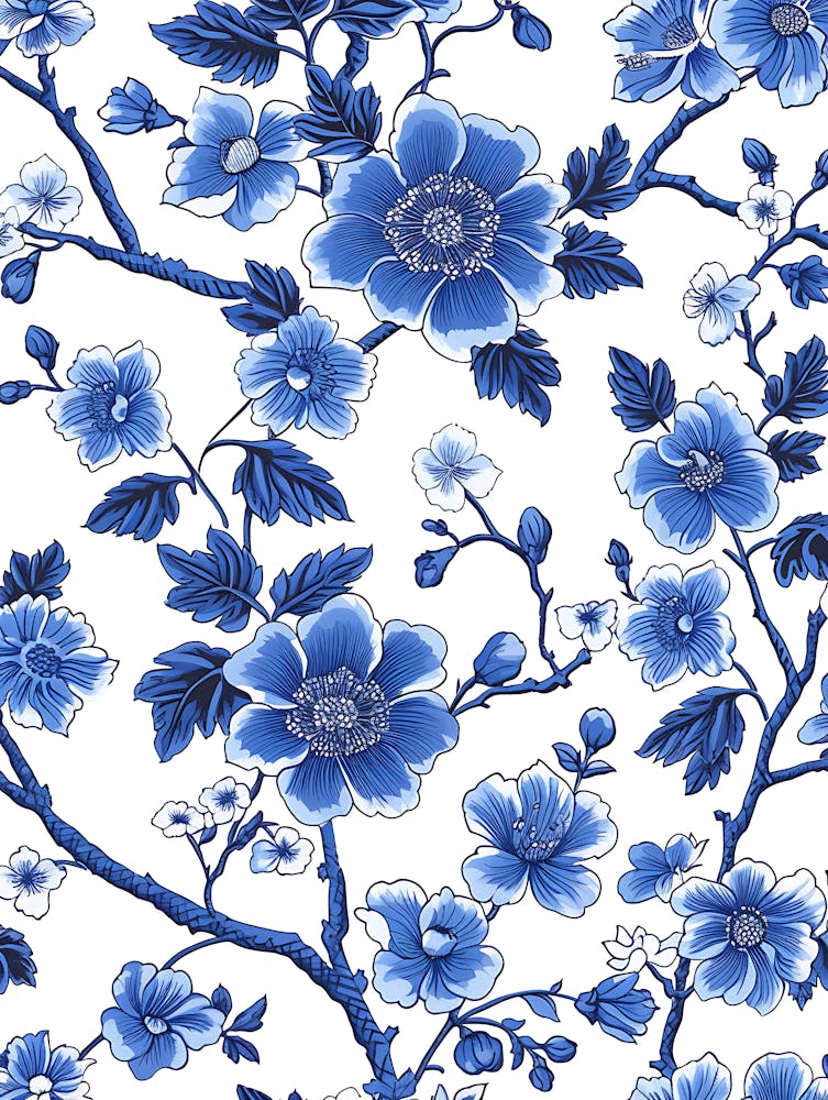 Blue And White Floral Pattern 12