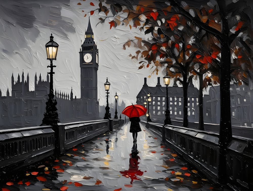 Rainy Day In London With Big Ben Tower