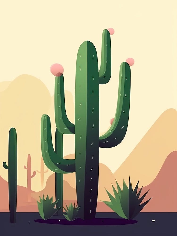 Saguaro Pear Cactus Illustration 2