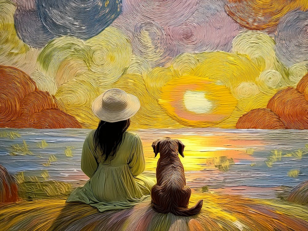 Watching Sunset With Dog