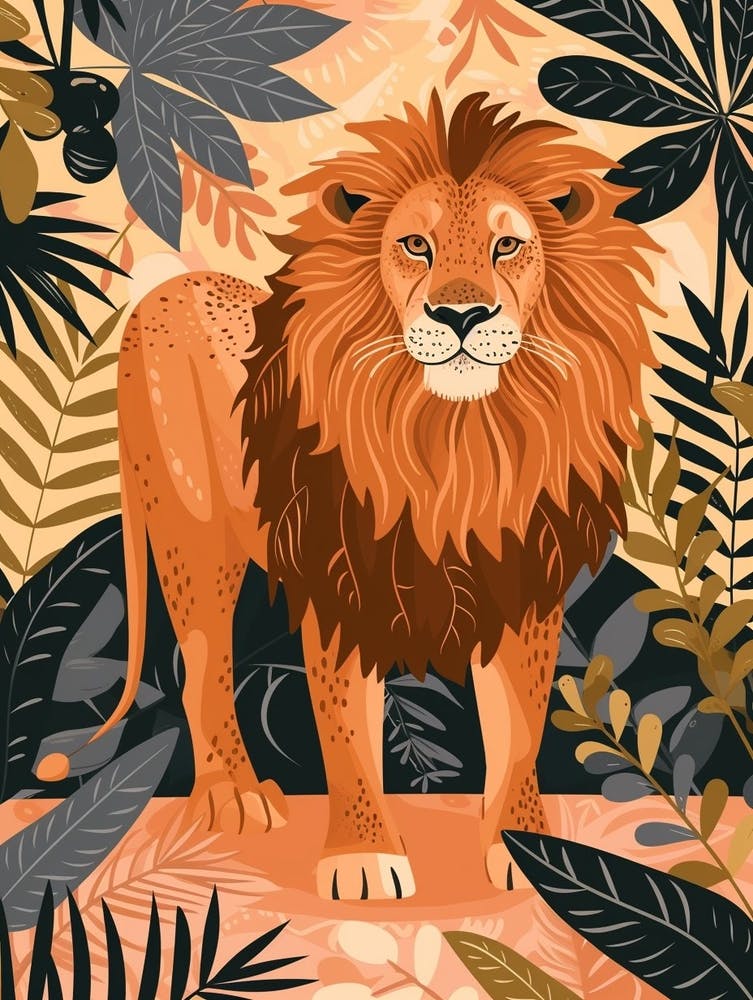 African Lion Symbolic Imagery Illustration 2