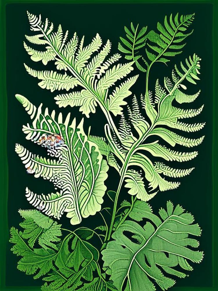 Maidenhair Fern 1 Vintage Botanical Poster
