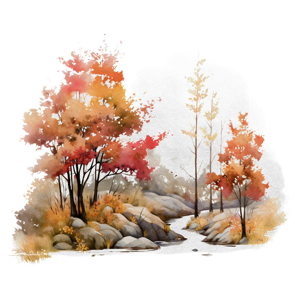 Watercolor Autumn Trees 12