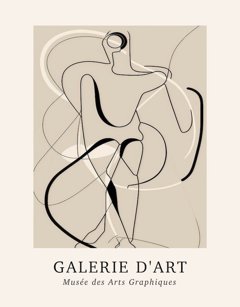 Galerie D'Art Abstract Line Art Figure Neutrals 6