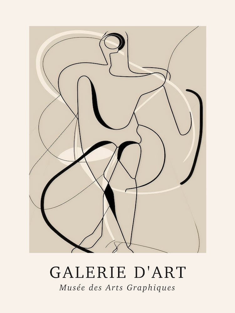 Galerie D'Art Abstract Line Art Figure Neutrals 6