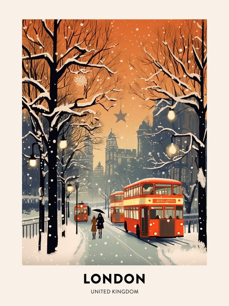 Winter Night  Travel Poster London United Kingdom 3