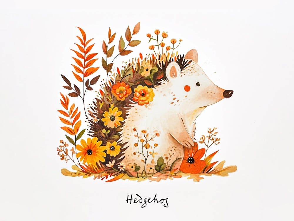 Little Floral Hedgehog 5 Poster