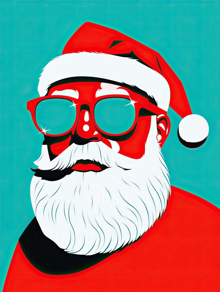 Weihnachtsmann mit Brille, Pop Art