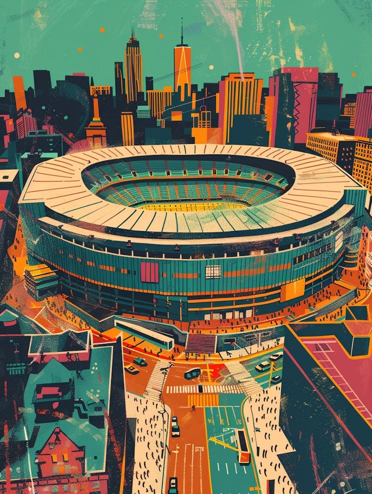 Madison Square Garden New York Colourful Silkscreen Illustration 2
