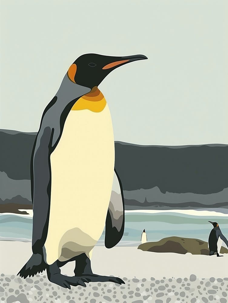 King Penguin Deception Island Minimalist Illustration 2