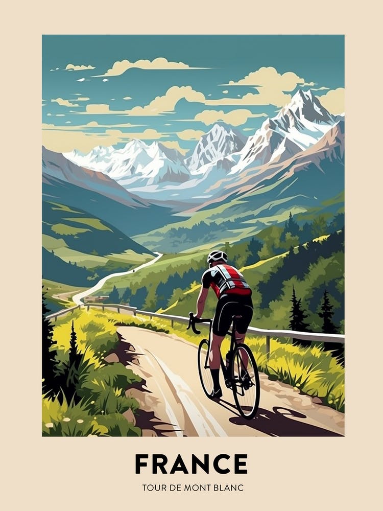 Tour De Mont Blanc France 4 Vintage Cycling Travel Poster