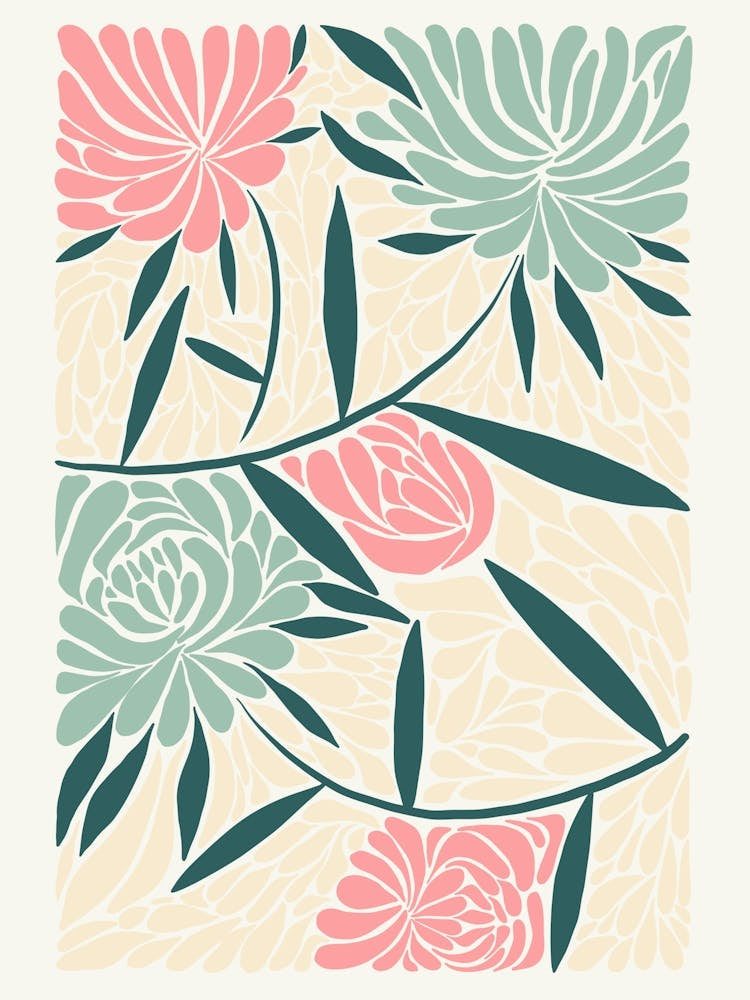 Chrysanthemums Flower Market Matisse Style