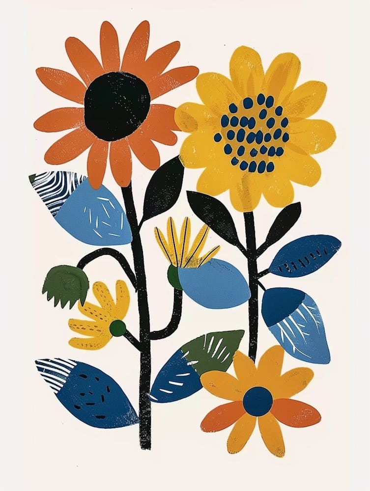 Gemalte Blumen Sonnenblume 1