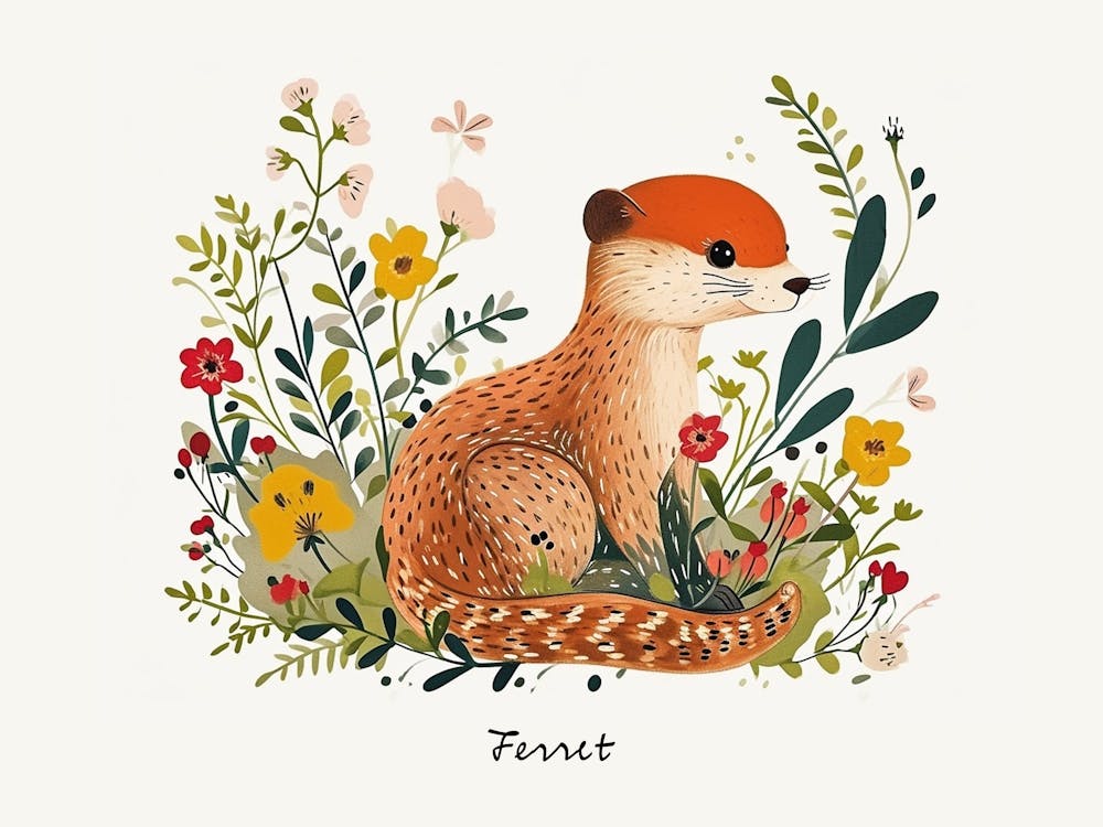 Little Floral Ferret 1 Poster