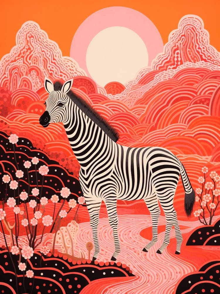 Zebra Orange & Pink Pattern 1