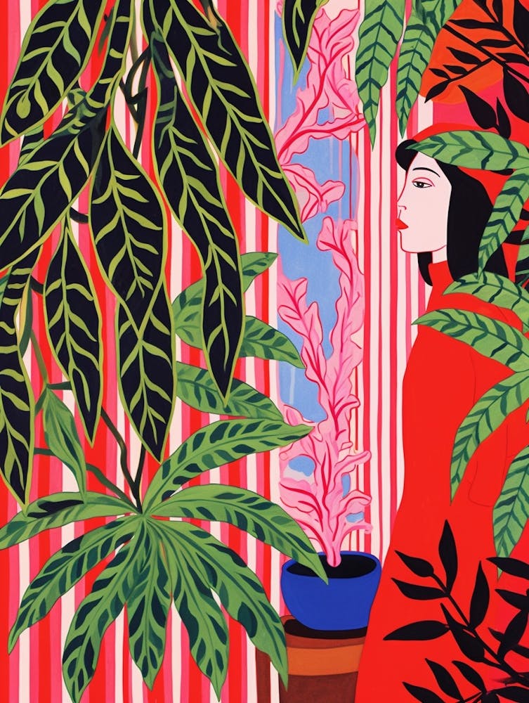Pink And Red Plant Illustration Chinese Evergreen 1