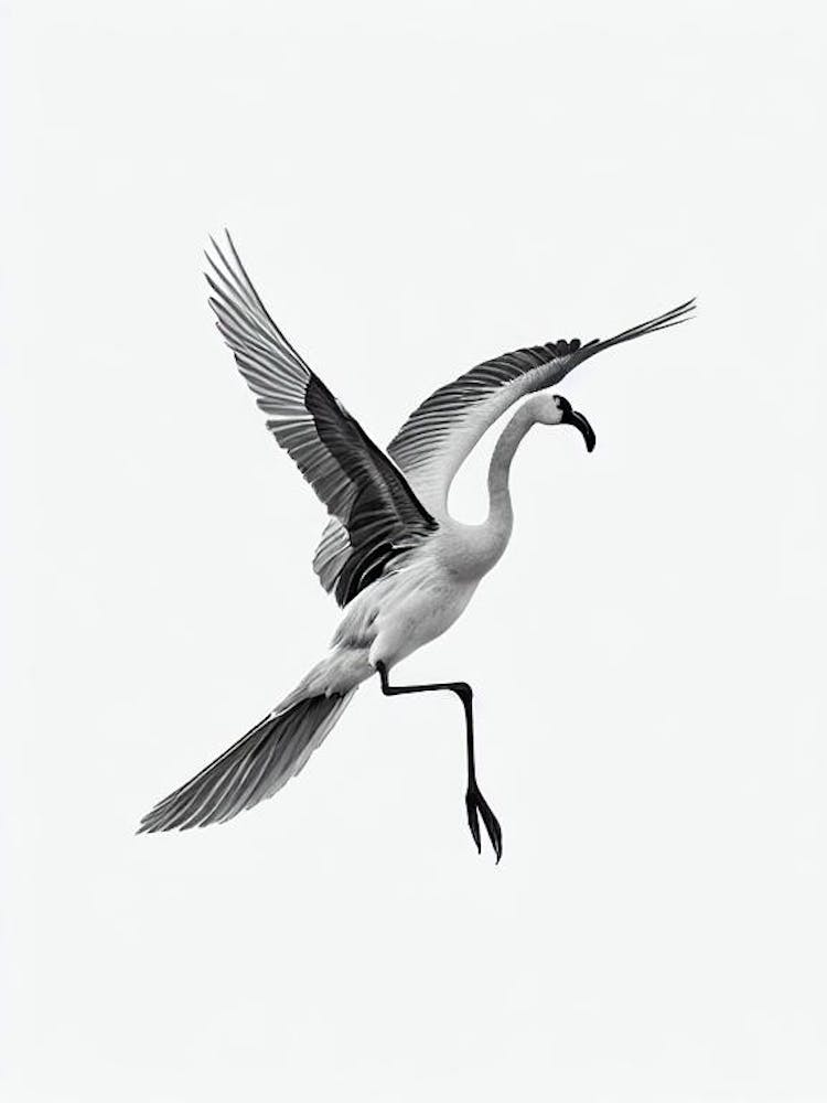 Greater Flamingo B&W Pencil Drawing 1 Bird