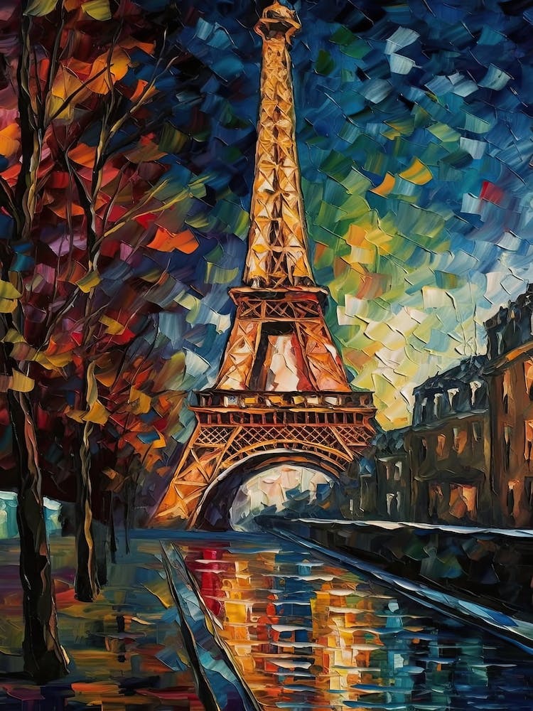 Eiffel Tower Paris France Vincent Van Gogh Style 16