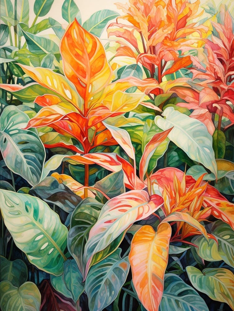 Tropical Plant Painting Chinese Evergreen 1