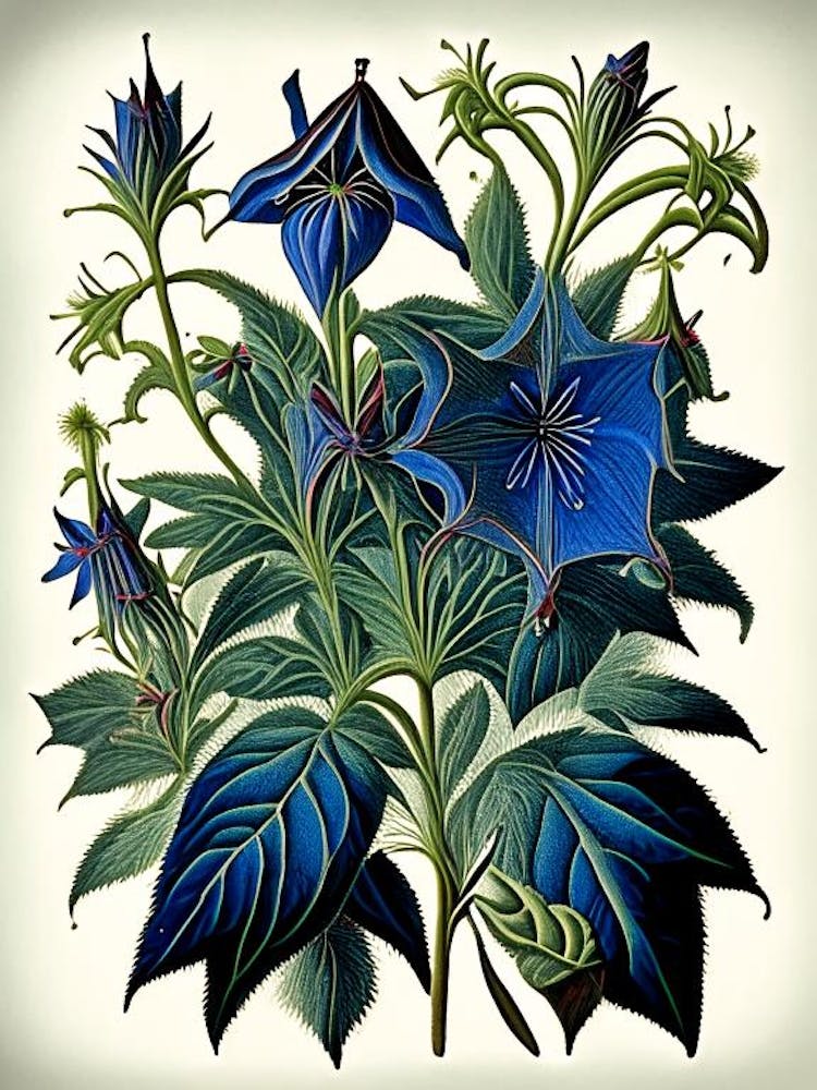 Borage Herb Vintage Botanical