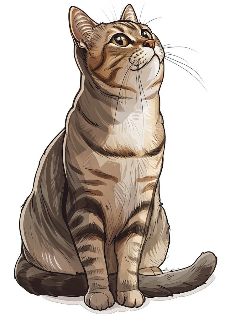 American Wirehair Cat Clipart Illustration 6