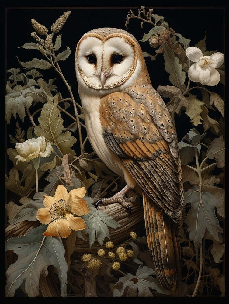 Dark And Moody Botanical Barn Owl 2