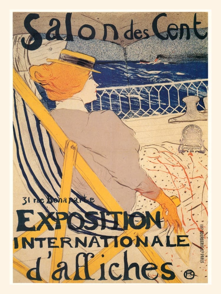Salon De Cent, Vintage French Exhibition Poster, Toulouse Lautrec