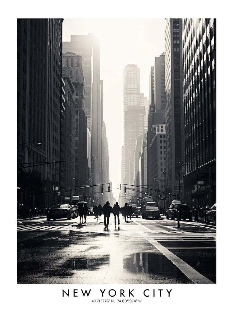 Poster Of New York City, Black And White Analogue Photograph 3