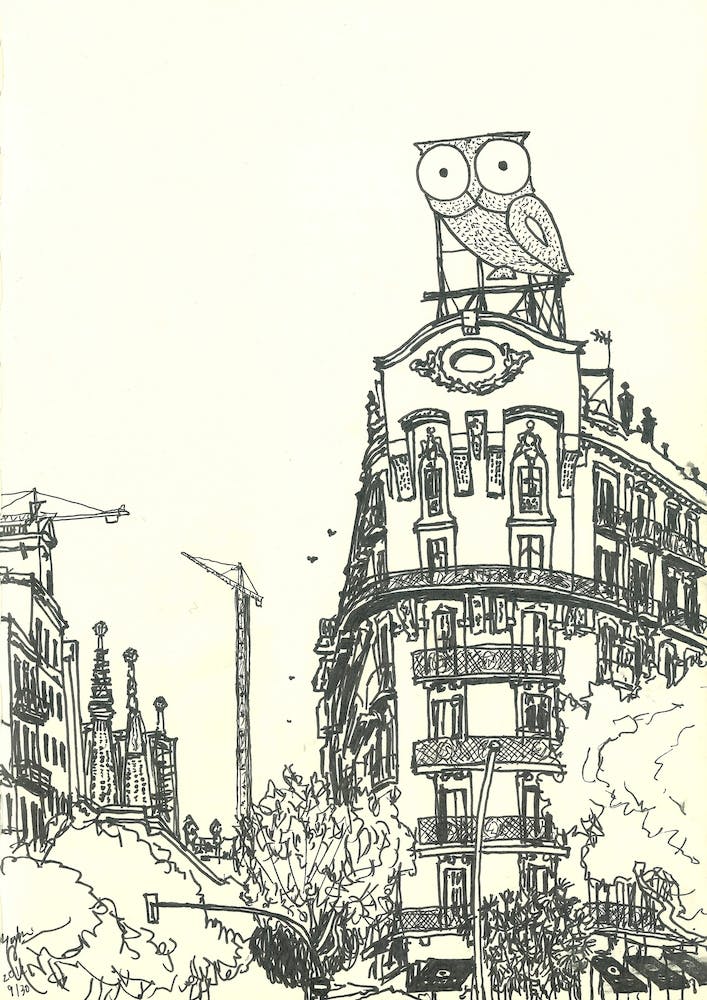 The Owl And Sagrada Familia