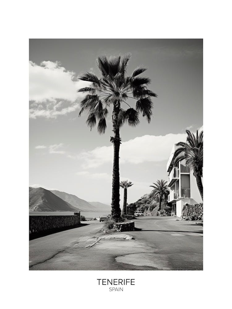 Poster Of Tenerife, Spain, Black And White Analogue Photography 1