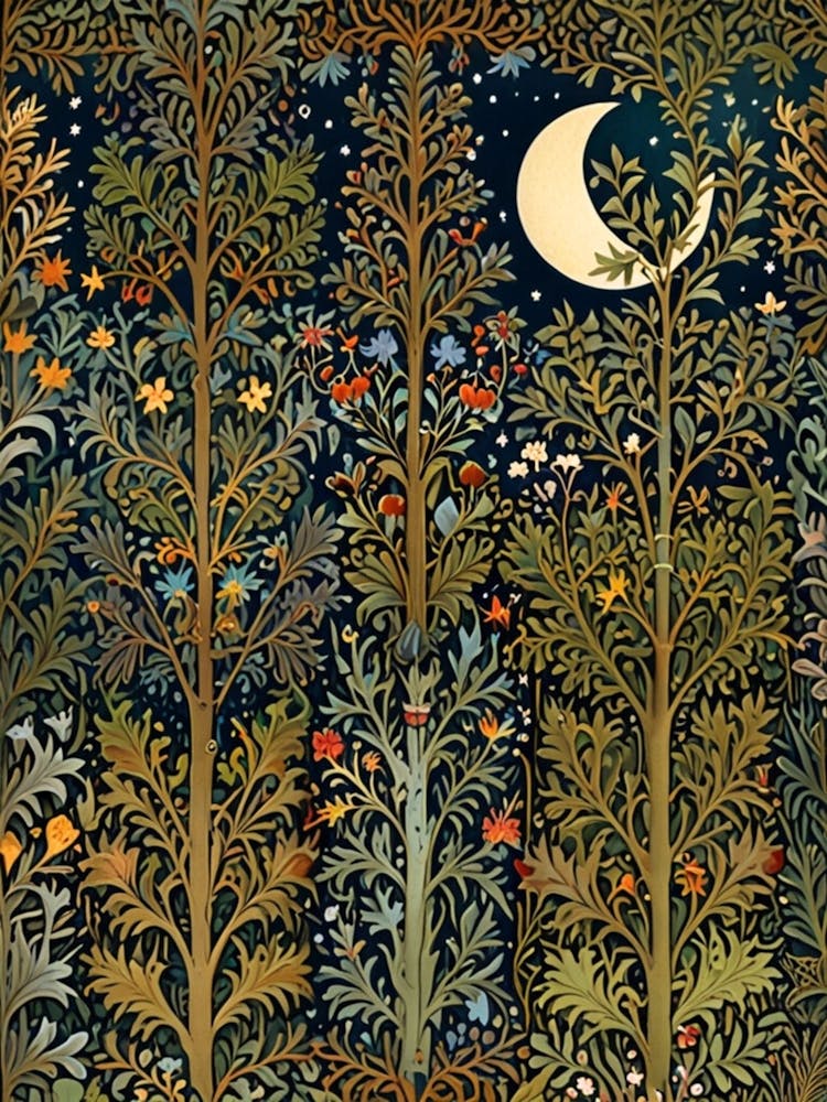 William Morris Moon And Trees 3