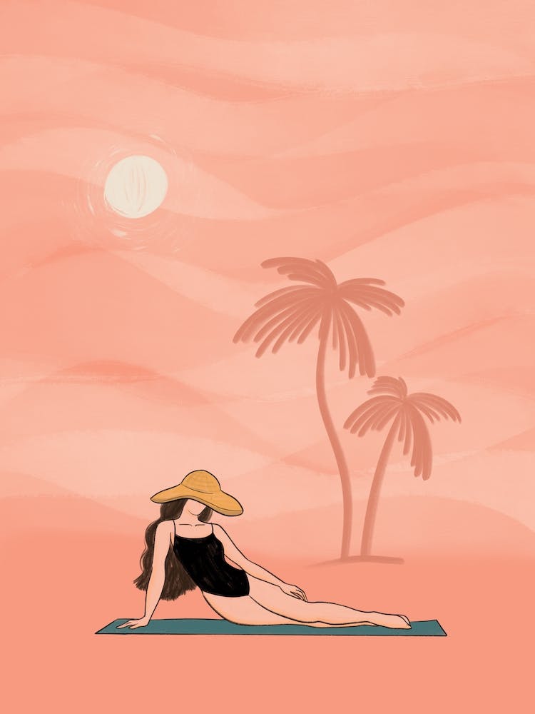 Woman Relaxing On A Beach