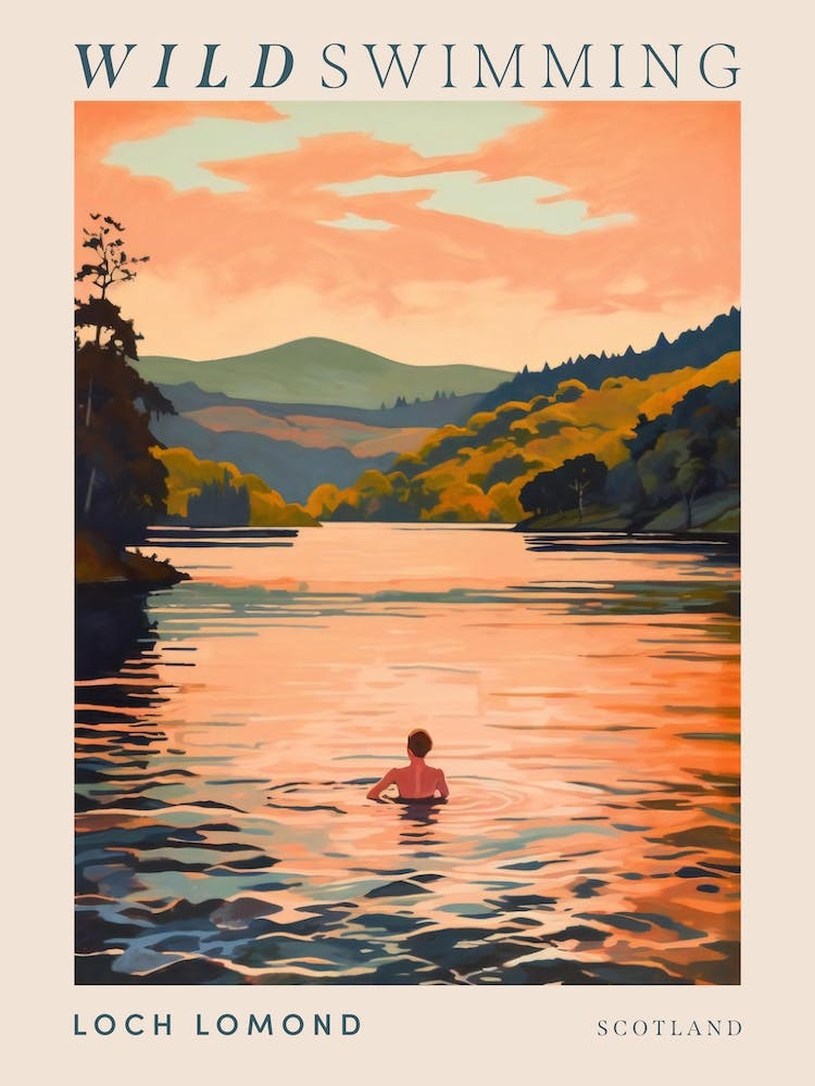 Wild Swimming At Loch Lomond Scotland 3 Poster