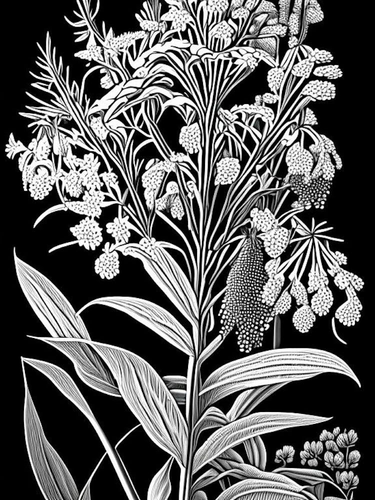 Swamp Milkweed Wildflower Linocut