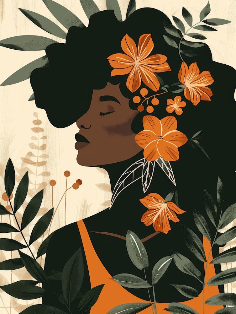 African Woman With Flowers 5