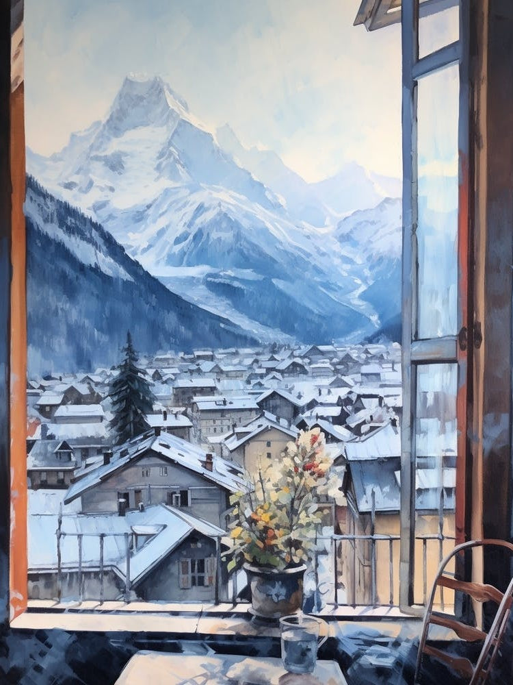 Winter Cityscape Chamonix France 1