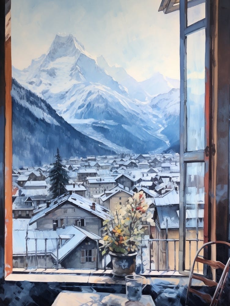 Winter Cityscape Chamonix France 1