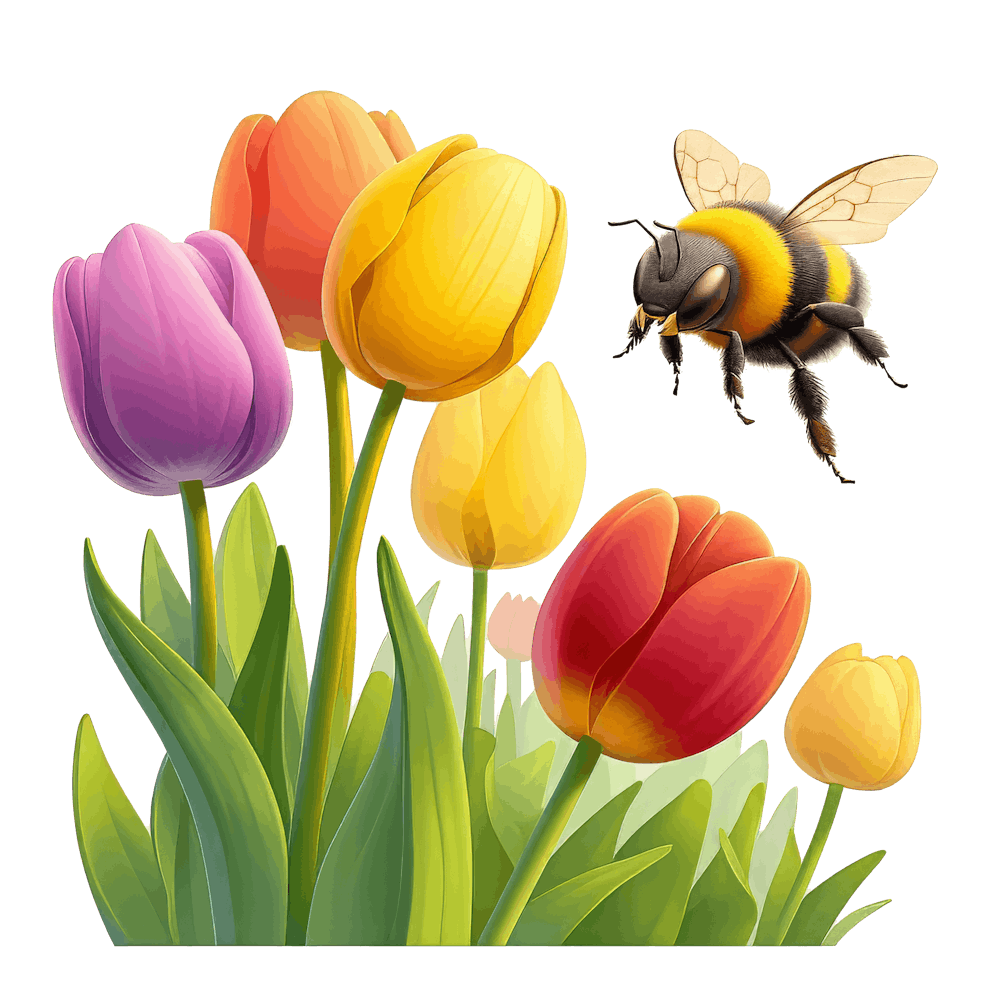 Bee And Tulips 1