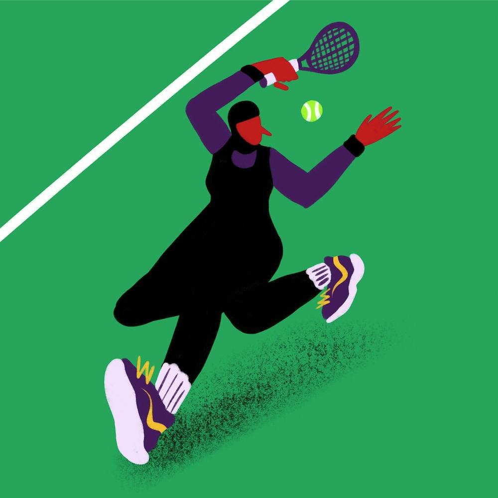 Tennis Girl Playing Square